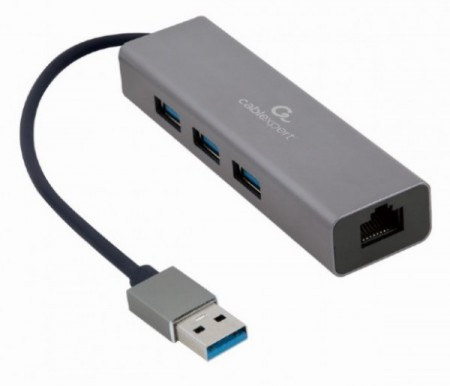 Gembird A-AMU3-LAN-01 USB AM gigabit network adapter with 3-port USB 3.0 hub