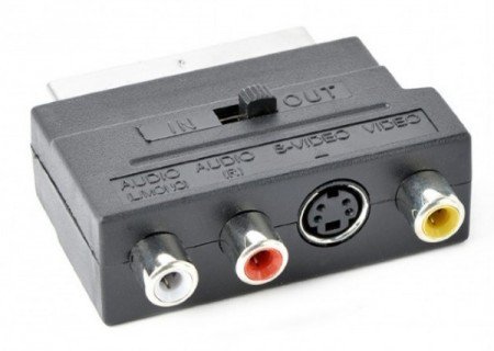 Gembird CCV-4415 3 X RCA and 1 X S-Video plugs on one side and SCART on other side