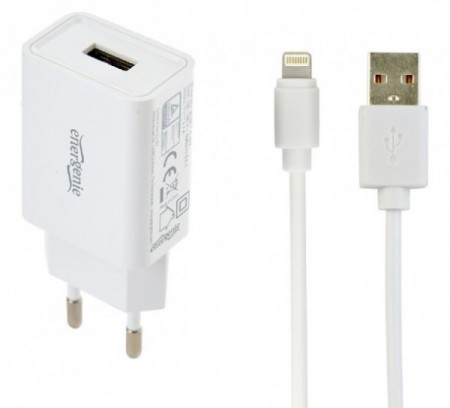 Gembird punjac za telefone i tablete iPhone/iPad 5V/2.1A USB +8-pin USB kabl 1M beli ( EG-UCSET-8P-MX ) - Img 1