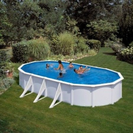 GRE Ovalni porodični bazeni sa čeličnom konstrukcijom 6,1x3,75x1,2 - skimer i uduvač ( 0003341 ) - Img 1