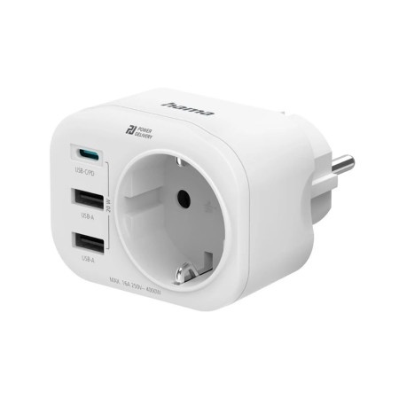 Hama 4047443498359 Strujni adapter 1xusb-c, 2x usb-a 1x uzemlj. 20w pd, beli ( 223342 )