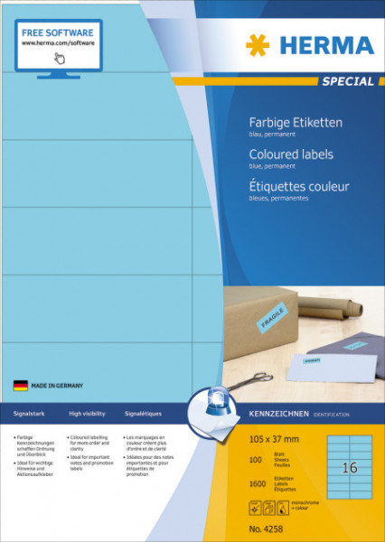 Herma etikete 105X37 A4/16 1/100 plava ( 02H4258 )