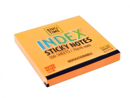Index, blokčić, samolepljivi, 76 x 76 mm, 100 lista, neon narandžasta ( 490122 )