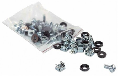 Intellinet cage nut set, 50x M6 cage nuts, 50x M6 screws, 50x plastic washers ( 0711081 ) - Img 1