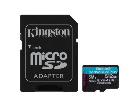 Kingston U3 V30 microSDXC 512GB Canvas Go Plus 170R A2 + adapter ( SDCG3/512GB ) - Img 1