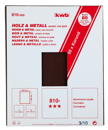 KWB brusni papir (drvo-metal) GR180 | 230x280, alu-oksid ( KWB 49810180 )