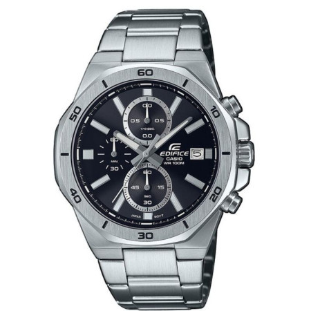 Muški casio edifice crni srebrni sportsko elegantni ručni sat sa srebrnim metalnim kaišem ( efv-640d-1avuef )