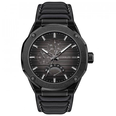 Muški cerruti crni sportsko elegantni ručni sat sa crnim kožnim kaišem ( ciwgf2008004 ) - Img 1
