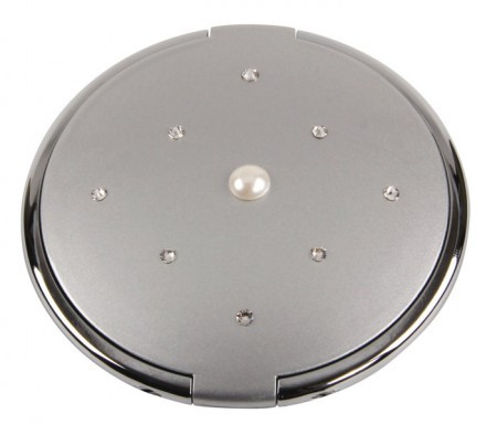 Ogledalce krug rasuti kristali srebrno x7 ( MC884SILVER ) - Img 1