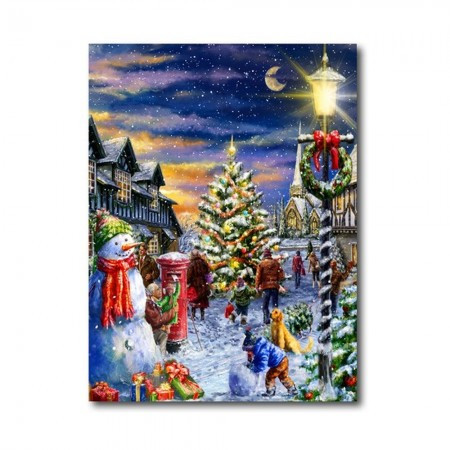 Panel, blind ram, Christmas village, LED, 30x40cm ( 740014 )