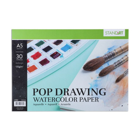 Pop drawing, akvarel blok, 135g, 30 lista, A5 ( 617052 ) - Img 1