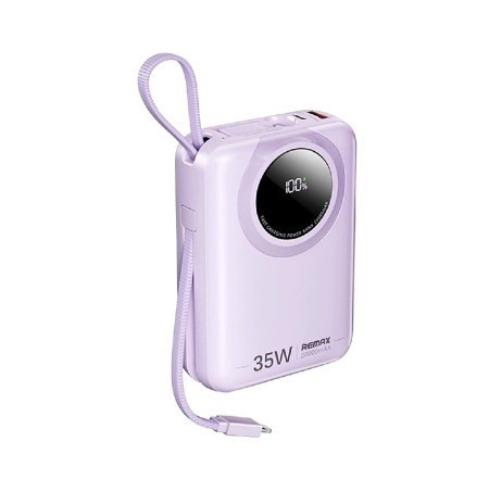 Remax RPP-73 Purple 35W Power Bank with 2 Fast Charging Cables 20000mAh