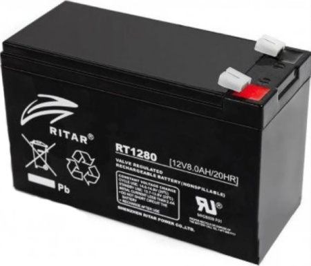 Ritar 12V-8Ah, RT1280 Olovna VRLA baterija, 151×65×99 2.31KG, black -1