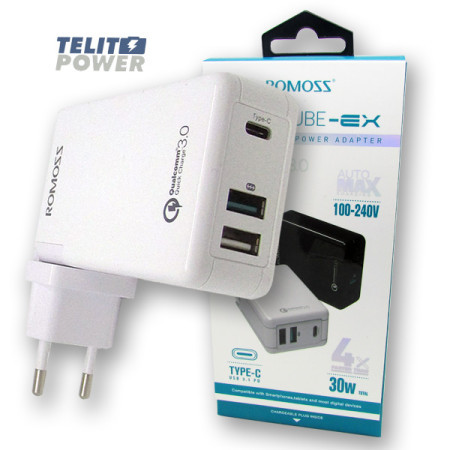 Romoss power CUBE-EX Tip C & USB 3-Port power adapter ( 2025 )