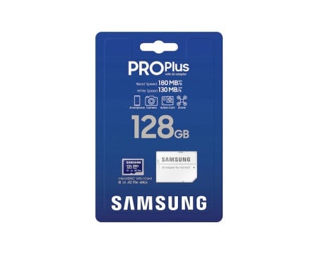 Samsung mb-md128sb memorijska kartica pro plus microsdxc 128gb u3 blue + sdxc adapter