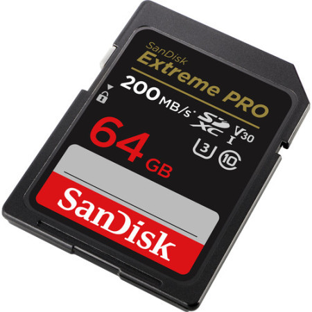 SanDisk SDHC 64GB extreme pro 200MB/s UHS-I cass10 U3 V30