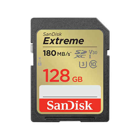 SanDisk SDXC 128GB extreme, 180MB/s UHS-I class10 U3 V30
