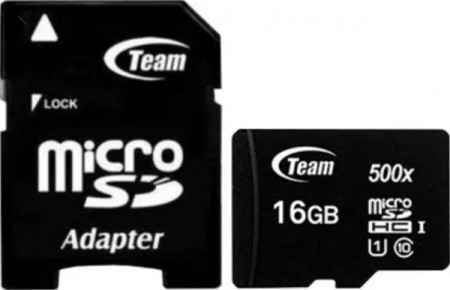 TeamGroup MICRO SDHC 16GB UHS-I +SD Adapter TUSDH16GCL10U03 - Img 1