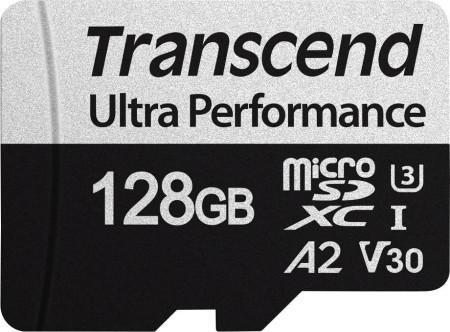 Transcend 128GB microSD w/ adapter UHS-I U3 A2 ultra performance, read/write up to 160/125 MB/s ( TS128GUSD340S )