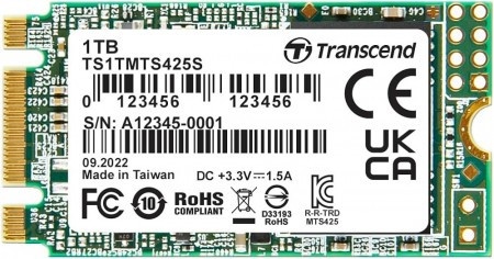 Transcend 1TB, M.2 2242 SSD, SATA3 B+M Key, TLC ( TS1TMTS425S )