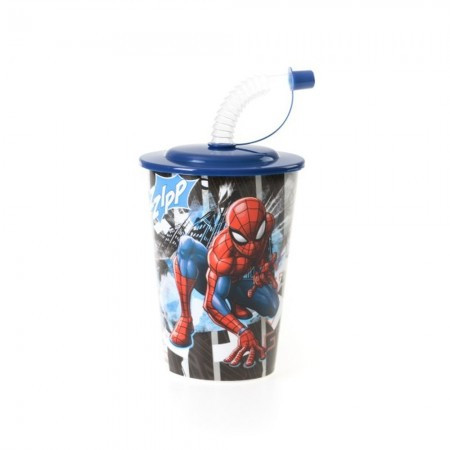 Tubule, čaša sa cevčicom, plastična, Spider-Man, 450ml ( 326826 ) - Img 1