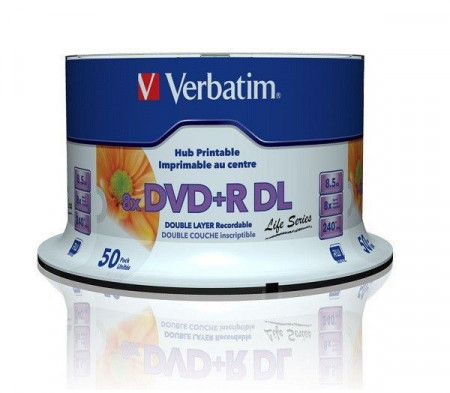 Verbatim 97693 Double Layer 8.5GB 8X DVD+R DL Full Printable ( 55YBP+/Z )
