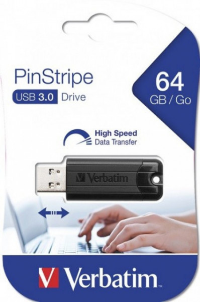 Verbatim USB FLASH MEMORIJE 64GB DRIVE 3.0 PINSTRIPE BLACK 49318 ( UFV49318/Z )