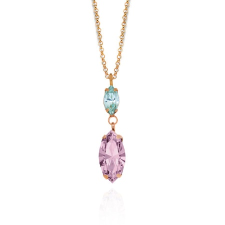 Victoria cruz aqua light amethyst rose gold lančić sa swarovski ljubičastim kristalom ( a3733-5sg )-1