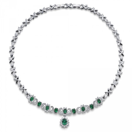 Ženska oliver weber princess emerald ogrlica sa swarovski zelenim kristalima ( 12032.205 ) - Img 1