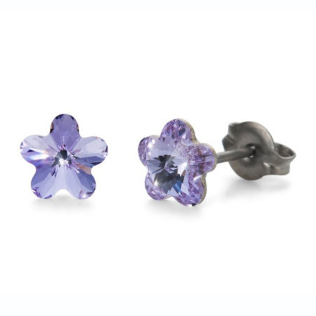 Ženske oliver weber sensitive viola flowers violet mindjuše sa swarovski kristalima ( s24018.371 )