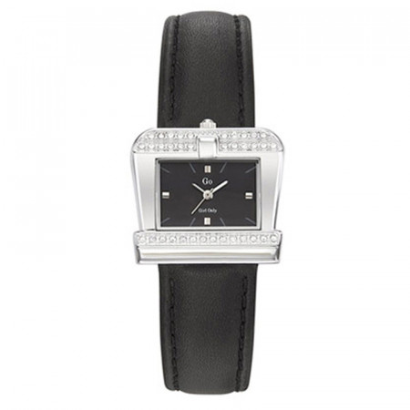 Ženski girl only kvadratni modni crni ručni sat sa crnim kožnim kaišem ( 697565 ) - Img 1