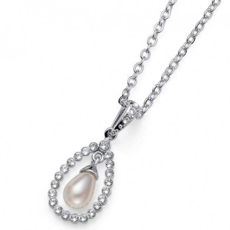 Ženski oliver weber pearl drop crystal lančić sa swarovski belim peralama i kristalima ( 11946 )