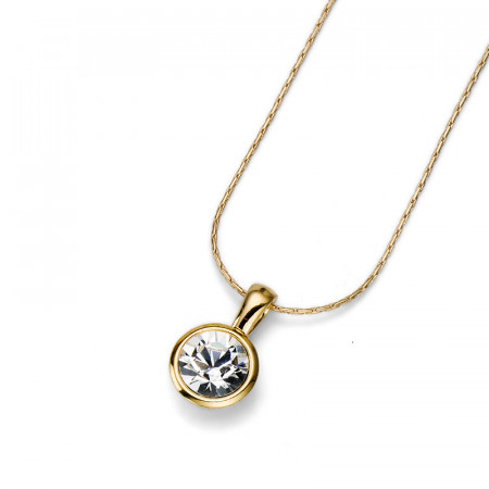 Ženski oliver weber simple gold crystal zlatni lančić sa swarovski belim kristalnim priveskom ( 11329g.001 )