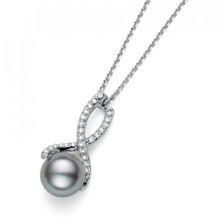 Ženski oliver weber wait crystal grey pearl lančić sa sivim swarowski perla priveskom ( 11663r ) - Img 1