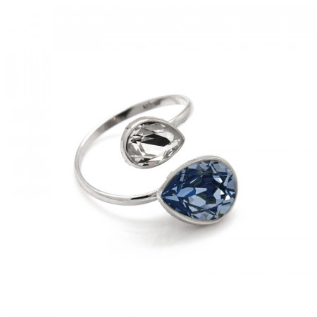 Ženski victoria cruz essential double denim blue prsten sa swarovski plavim kristalom ( a3097-14a )