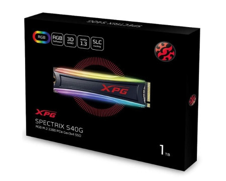 A-Data 1TB M.2 PCIe Gen3 x4 XPG SPECTRIX S40G RGB AS40G-1TT-C SSD - Img 1