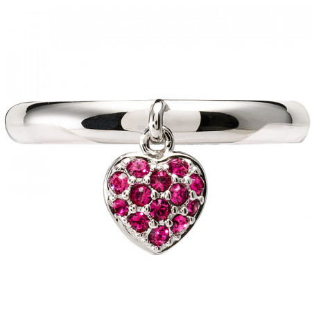 Amore baci srce srebrni prsten sa rozim swarovski kristalom 57 mm ( rg003.16 ) - Img 1