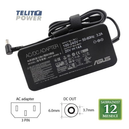 Asus 20v-14a ( 6.0 * 3.7 ) 280w-as420(round corner) laptop adapter ( 4517 )