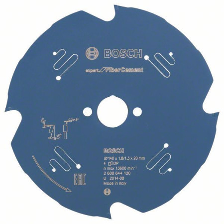 Bosch list kružne testere expert for fibre cement 140 x 20 x 1,8 mm, 4 140 x 20 x 1,8 mm, 4 ( 2608644120 ) - Img 1