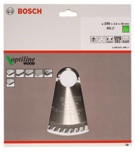 Bosch list kružne testere optiline wood 190 x 30 x 2,6 mm, 60 190 x 30 x 2,6 mm, 60 ( 2608641188 )