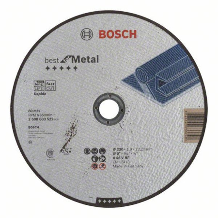 Bosch rezna ploča ravna best for metal - rapido A 46 V BF, 230 mm, 1,9 mm ( 2608603522 )