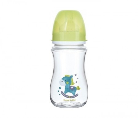 Canpol baby flašica 240ml široki vrat, antikolik - easy start- toys green horse ( 35/221_gre )