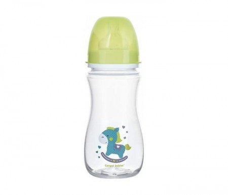 Canpol baby flašica 300ml široki vrat antikolik - easy start- toys horse - zelena ( 35/222_gre )