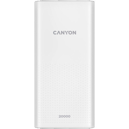 Canyon PB-2001 power bank 20000mAh Li-poly battery, Input 5V2A , Output 5V2.1A(Max) , 144*69*28.5mm, 0.440Kg, white ( CNE-CPB2001W ) - Img 1