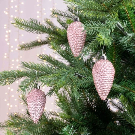 Dekordom novogodišnja dekoracija - hanging pinecone set 6pcs 8cm 028603 - blush pink - kmg ( 043321 )