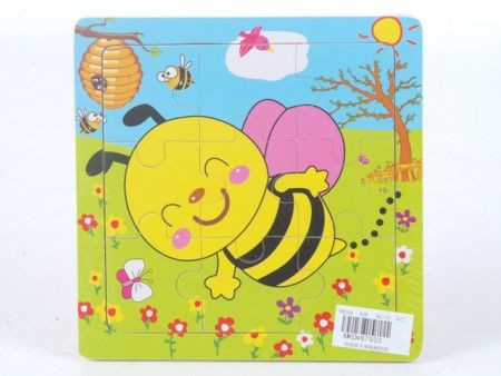 Drvena puzzla - slagalica za decu pčelica 15x15x0.5cm ( 467933 ) - Img 1