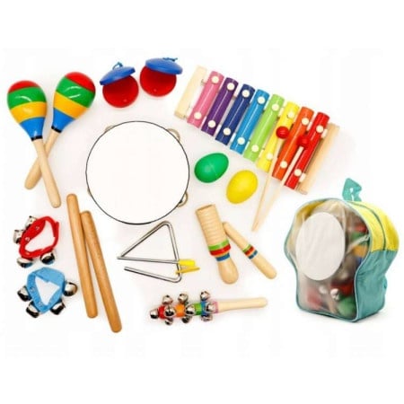 Ecotoys Drveni muzički instrumenti za decu set od 10 komada sa rancem ( MA01 )