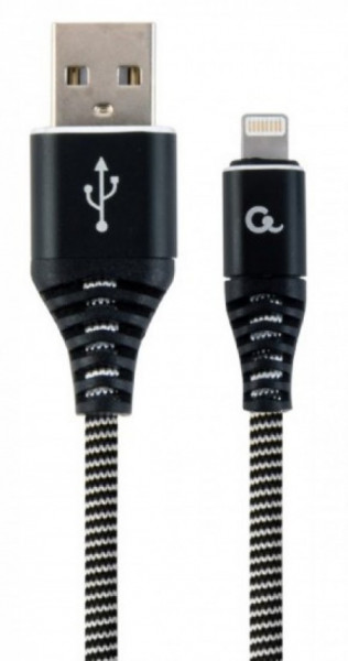 Gembird premium cotton braided type-C USB charging - data cable,1 m,black/white CC-USB2B-AMCM-1M-BW