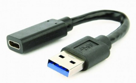 Gembird USB 3.1 AM to Type-C female adapter cable, 10 cm, black A-USB3-AMCF-01