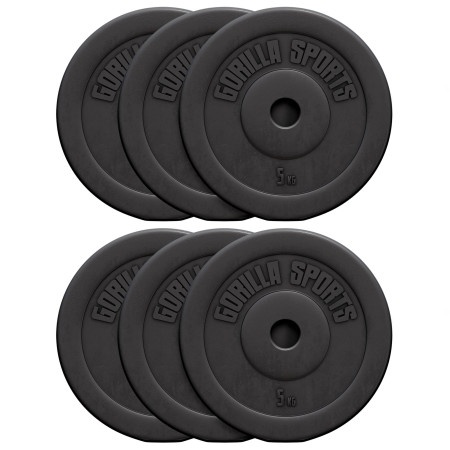 Gorilla Sports Set tegova obloženih plastikom 30 kg (6 x 5 kg) ( 100201-00006-0113 )